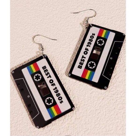 Art Deco Boom Box Earrings - Picture 2 of 5
